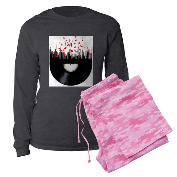 CafePress - City Music - Women's Long Sleeve Charcoal Gray Pajamas