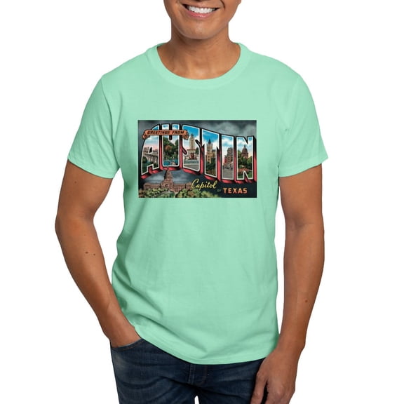 CafePress - City Of Austin Postcard Dark T Shirt - Men's Classic Graphic Cotton T-Shirt