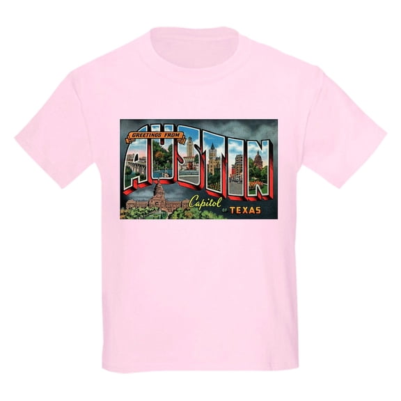 CafePress - City Of Austin Postcard Kids Light T Shirt - Light T-Shirt Kids XS-XL
