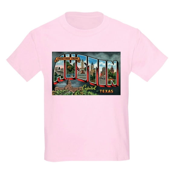 CafePress - City Of Austin Postcard Kids Light T Shirt - Light T-Shirt Kids XS-XL
