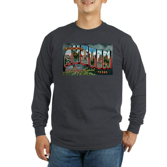 CafePress - City Of Austin Postcard Long Sleeve Dark T Shirt - Long Sleeve Dark T-Shirt