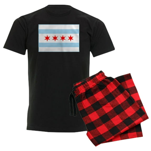 CafePress - City Of Chicago Flag Men's Dark Pajamas - Men's Dark Loose Fit Cotton Pajama Set