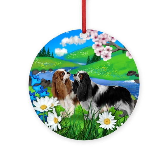 CafePress - Ckcs Spring - Round Wood Ornament 4"