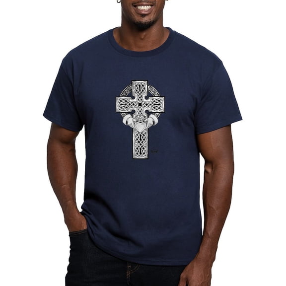 CafePress - Claddagh_Cross Men's Classic T Shirt - Men's Fitted T-Shirt