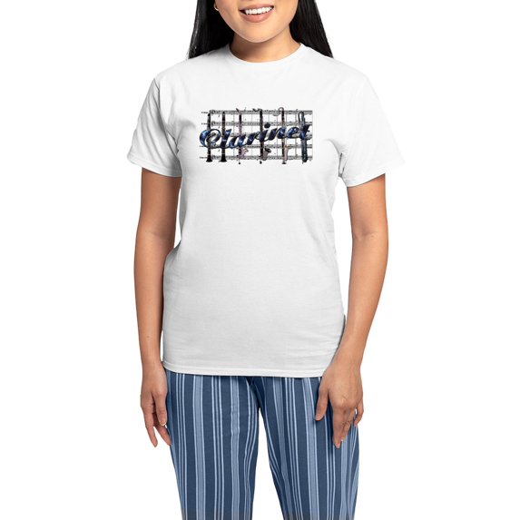 CafePress - Clarinet Women's Light Pajamas - Women's Short Sleeve Print T-Shirt and Pants Light Cotton Pajama Set