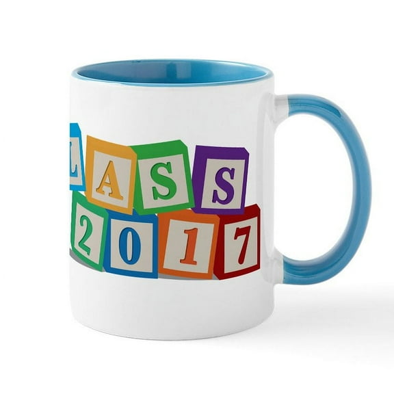 CafePress - Class Of 2017 Blocks Mug - 11 oz Ceramic Mug - Novelty Coffee Tea Cup
