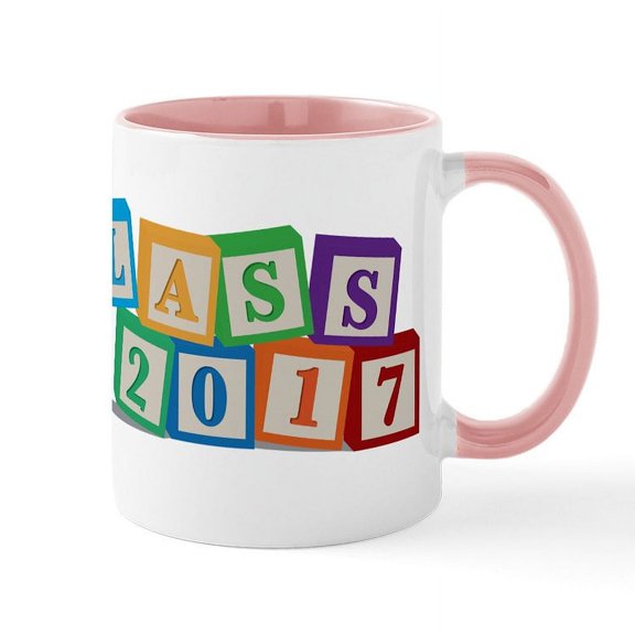 CafePress - Class Of 2017 Blocks Mug - 11 oz Ceramic Mug - Novelty Coffee Tea Cup