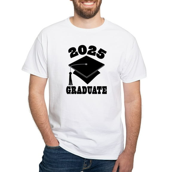 CafePress - Class Of 2025 Graduate Hat Men's Value T Shirt - Men's White Classic Cotton T-Shirts
