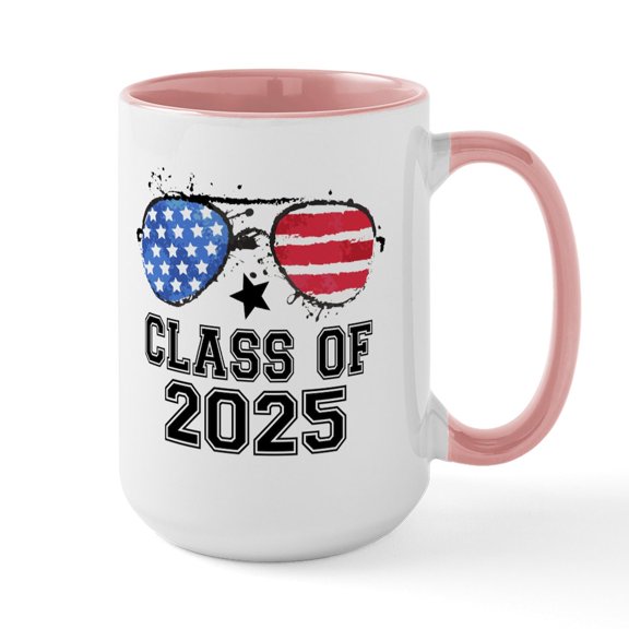 CafePress - Class Of 2025 Patriotic Mugs - 15 oz Ceramic Large White Novelty Mug