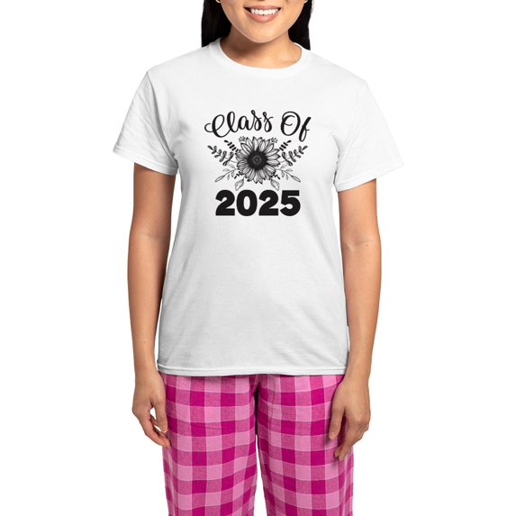 CafePress - Class Of 2025 Sunflower - Women's Short Sleeve Print T-Shirt and Pants Light Cotton Pajama Set