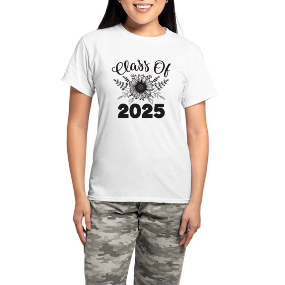 CafePress - Class Of 2025 Sunflower - Women's Short Sleeve Print T-Shirt and Pants Light Cotton Pajama Set