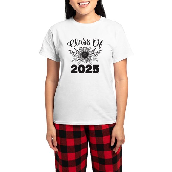 CafePress - Class Of 2025 Sunflower - Women's Short Sleeve Print T-Shirt and Pants Light Cotton Pajama Set