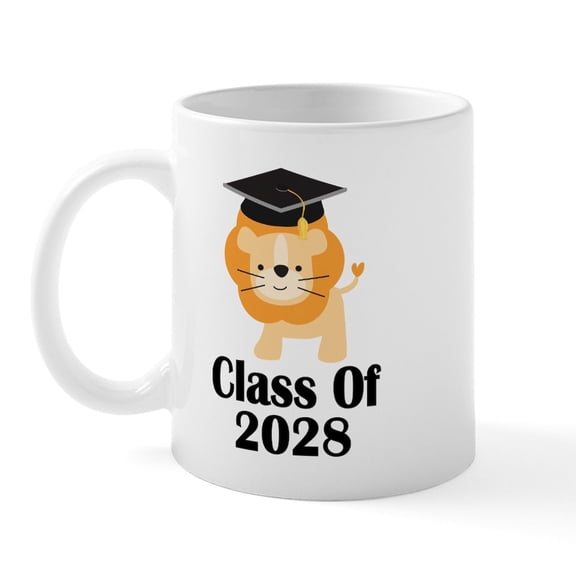 CafePress - Class Of 2028 Graduate (Lion) Mug - 11 oz Ceramic Mug - Novelty Coffee Tea Cup