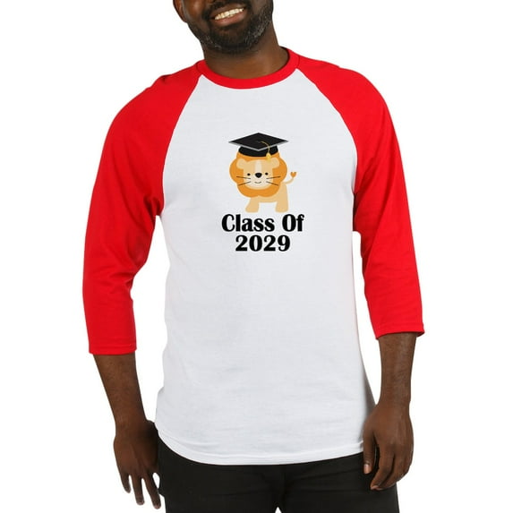 CafePress - Class Of 2029 Graduate (Lion) Baseball Jersey - Cotton Baseball Jersey, 3/4 Raglan Sleeve Shirt