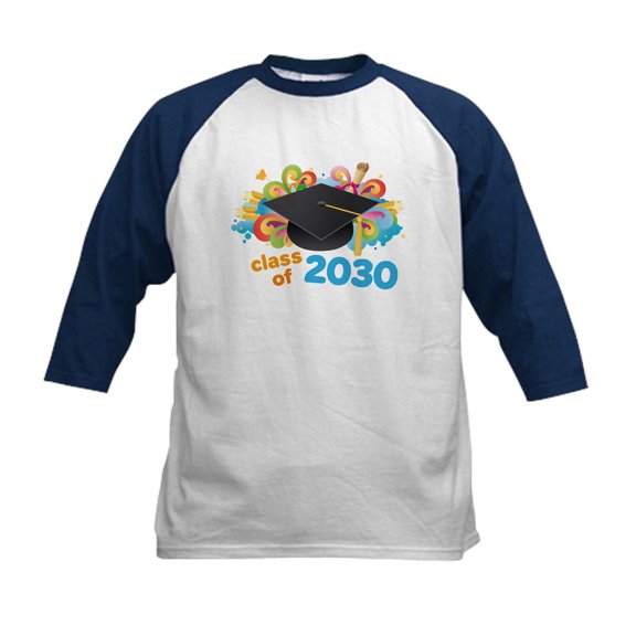 CafePress - Class Of 2030 Graduation Part Kids Baseball Jersey - Kids Cotton Baseball Jersey, 3/4 Sleeve Shirt