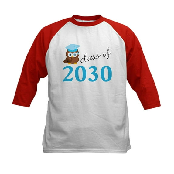 CafePress - Class Of 2030 Owl Graduation Gift Baseball Jersey - Kids Cotton Baseball Jersey, 3/4 Sleeve Shirt