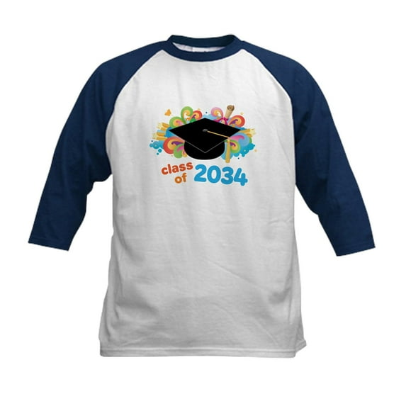 CafePress - Class Of 2034 Future Graduate Baseball Jersey - Kids Cotton Baseball Jersey, 3/4 Sleeve Shirt