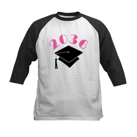 CafePress - Class Of 2036 Graduate Hat Baseball Jersey - Kids Cotton Baseball Jersey, 3/4 Sleeve Shirt