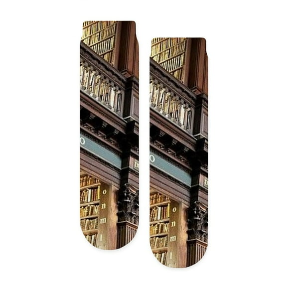 CafePress - Classic Literary Library Books - Unisex Novelty Printed Crew Adult Socks