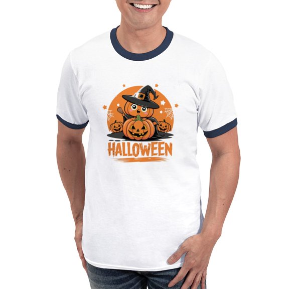 CafePress - Classic Pumpkin Spookiness Men's Ringer T Shirt - 100% Cotton Ringed T-Shirt