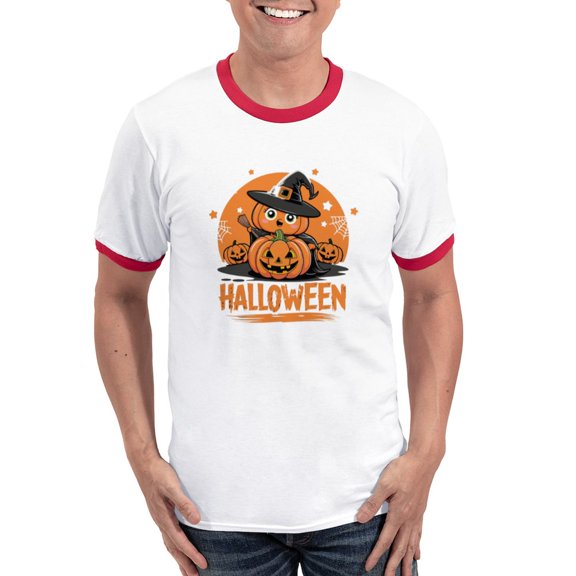CafePress - Classic Pumpkin Spookiness Men's Ringer T Shirt - 100% Cotton Ringed T-Shirt