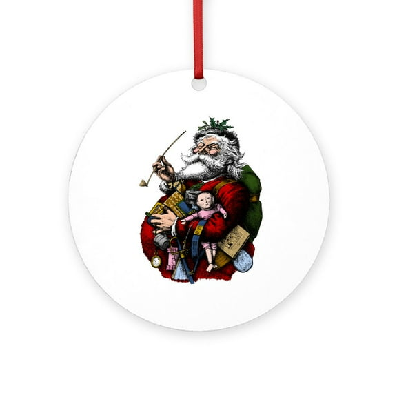 CafePress - Classic Santa -  Round Wood Ornament 4"
