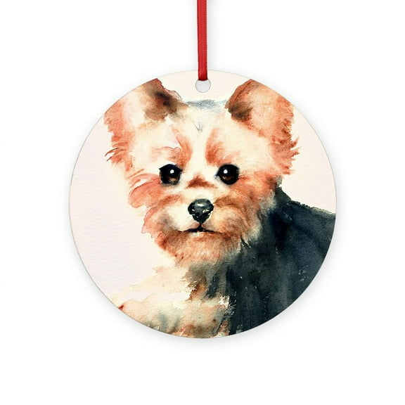 CafePress - Classic Yorkie -  Round Wood Ornament 4"