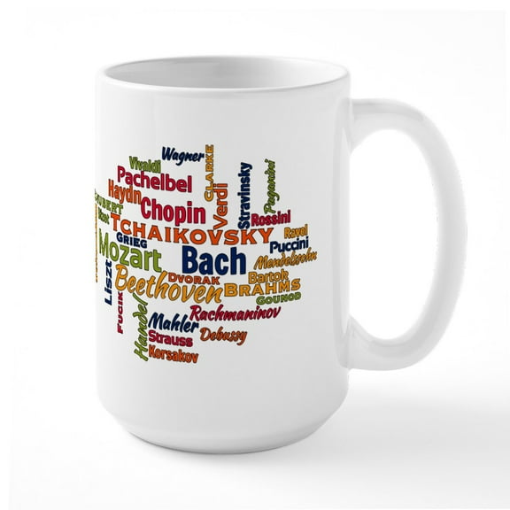 CafePress - Classical Composers Word Cloud Mugs - 15 oz Ceramic Large White Novelty Mug