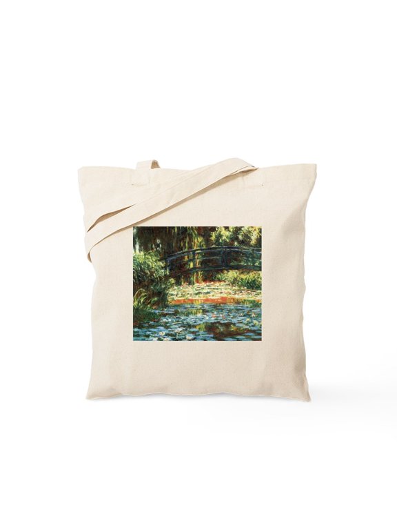 - Claude Monet, Bridge Over Waterlily Pond Tote Bag - Unisex Canvas Tote Bag, Beige, 1-Piece