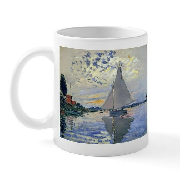 CafePress - Claude Monet Sailboat Mug - 11 oz Ceramic Mug - Novelty Coffee Tea Cup