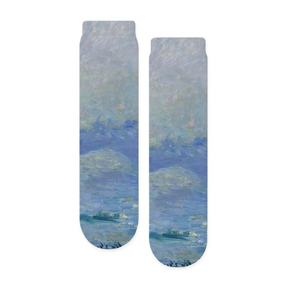 CafePress - Claude Monet's Waterloo Bridge - Unisex Novelty Printed Crew Adult Socks