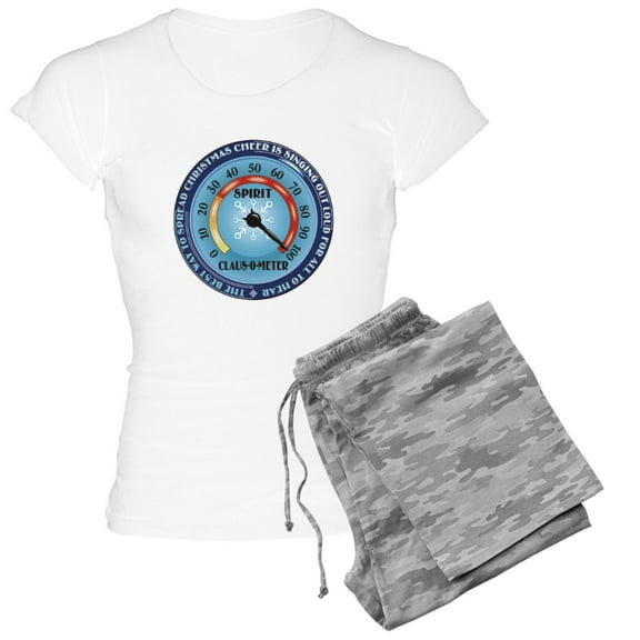 CafePress - Clausometer Women's Light Pajamas - Women's Short Sleeve Print T-Shirt and Pants Light Cotton Pajama Set