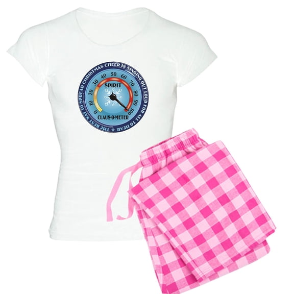 CafePress - Clausometer Women's Light Pajamas - Women's Short Sleeve Print T-Shirt and Pants Light Cotton Pajama Set