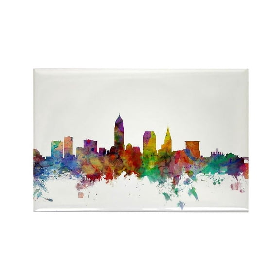 CafePress - Cleveland Ohio Skyline Magnets - Rectangle Magnet, 2"x3" Refrigerator Magnet
