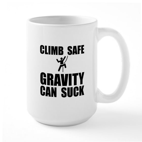CafePress - Climb Safe Large Mug - 15 oz Ceramic Large White Novelty Mug
