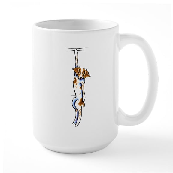 CafePress - Clingy Brittany Off Leash Art™ Large Mug - 15 oz Ceramic Large White Novelty Mug
