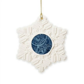 CafePress - Clockwork Collage Blue - Snowflake Ornament