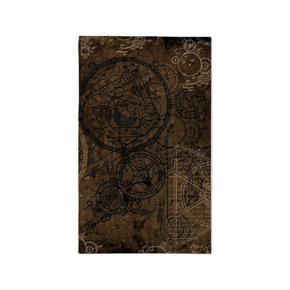 CafePress - Clockwork Collage Brown 3'X5' Area Rug - 3'x5' Decorative Area Rug, Fabric Throw Rug