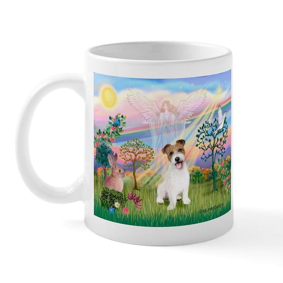 CafePress - Cloud Angel 2 / JRT Pup Mug - 11 oz Ceramic Mug - Novelty Coffee Tea Cup
