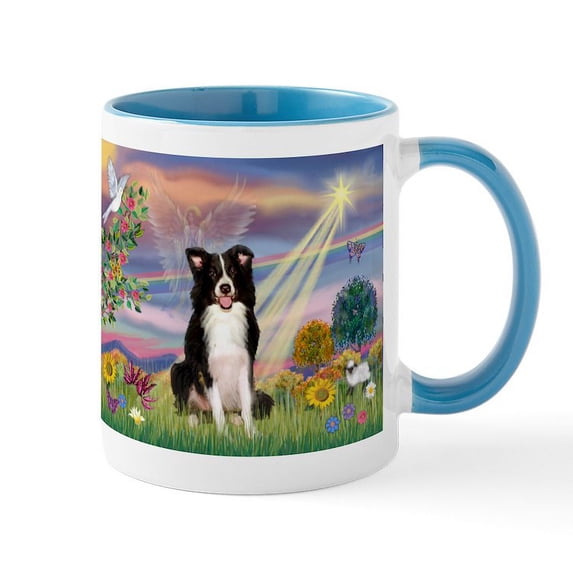 CafePress - Cloud Angel & Border Collie Large Mugs - 11 oz Ceramic Mug - Novelty Coffee Tea Cup