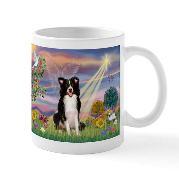 CafePress - Cloud Angel & Border Collie Large Mugs - 11 oz Ceramic Mug - Novelty Coffee Tea Cup