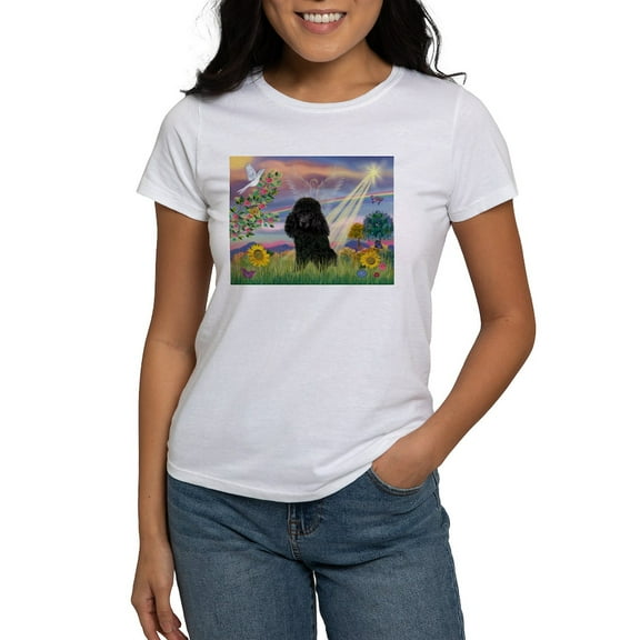 CafePress - Cloud Angel & Poodle (#2) T Shirt - Women's Classic T-Shirt