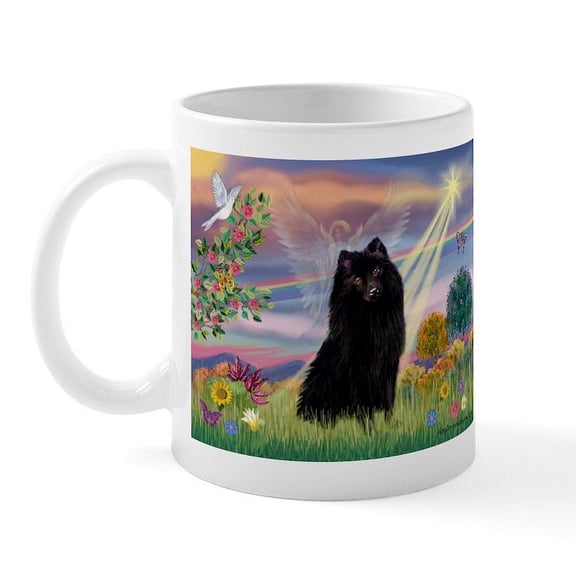 CafePress - Cloud Angel & Schipperke Mug - 11 oz Ceramic Mug - Novelty Coffee Tea Cup