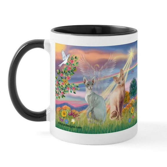 CafePress - Cloud Angel / Sphynx Cat Mug - 11 oz Ceramic Mug - Novelty Coffee Tea Cup