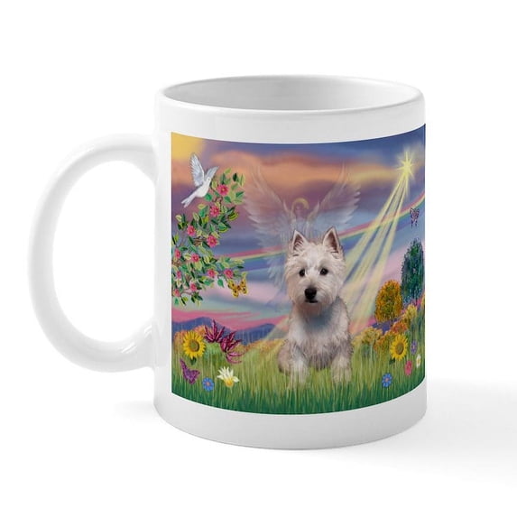 CafePress - Cloud Angel West Highland Ter Mug - 11 oz Ceramic Mug - Novelty Coffee Tea Cup