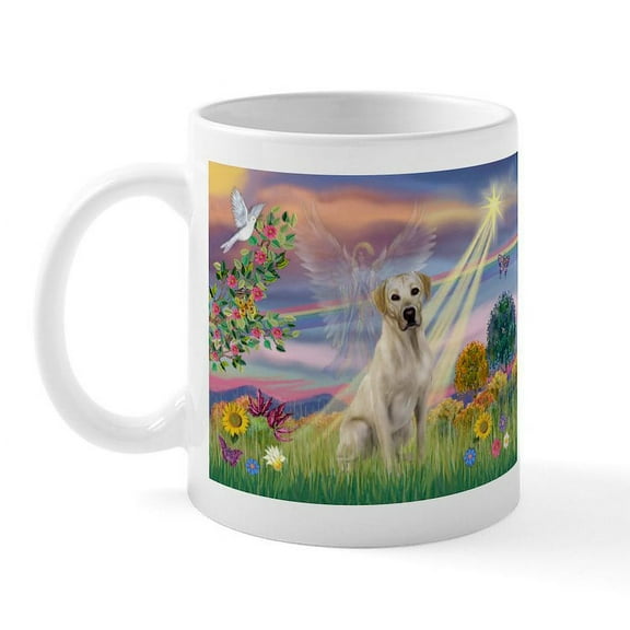 CafePress - Cloud Angel & Yellow Lab Mug - 11 oz Ceramic Mug - Novelty Coffee Tea Cup