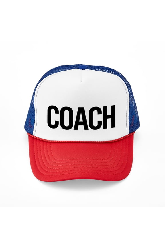 - Coach (Black) - Adjustable Unisex Printed Trucker Hat with Mesh Back