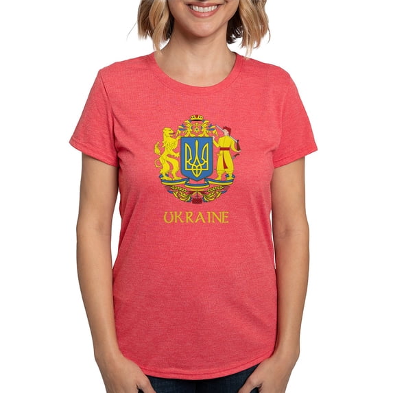 CafePress - Coat Of Arms Of Ukraine Women's Deluxe T Shirt - Womens Tri-blend T-Shirt