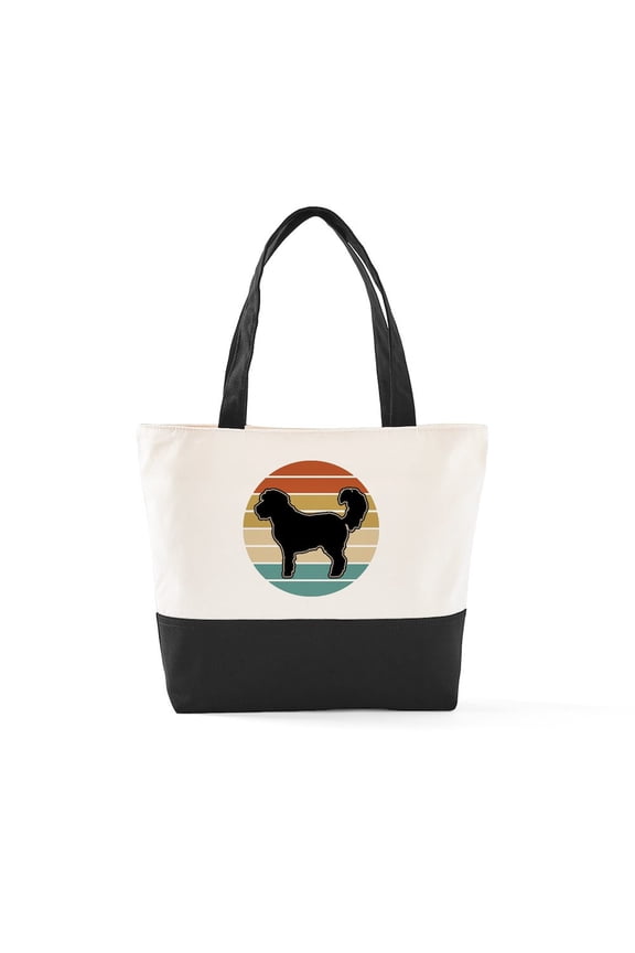- Cockapoo Dog Retro Sunset - Two Tone, 100% Cotton, Zipper Tote Bag