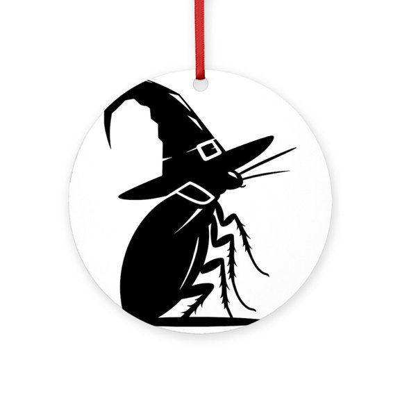 CafePress - Cockroach In Witch Hat -  Round Wood Ornament 4"